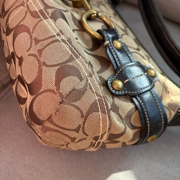 Coach Signature Brown Black Shoulder Monogrammed Ergo Hobo Bag E0732-11274 - Picture 16 of 17